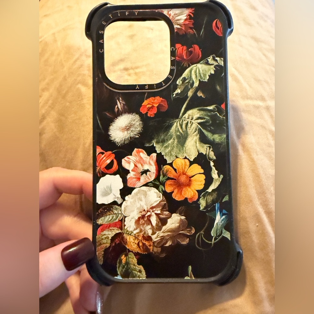 Casetify IPhone 14 Pro Bounce Antique Floral Black Phone Case